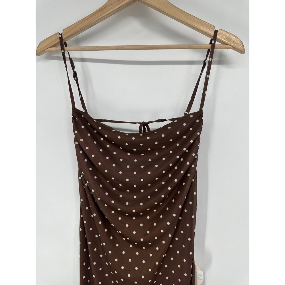Camila Coelho Polka Dot Maxi Dress Draped Spaghetti Strap Open Back Backless - Picture 3 of 9